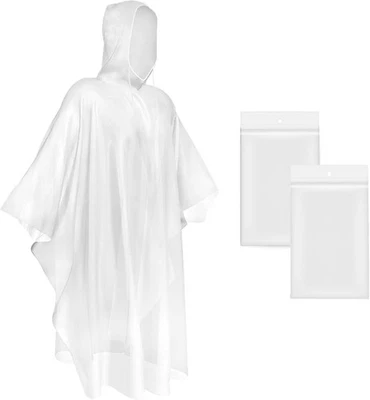 OKYDOKY Regenponcho mit Kapuze Transparent Kordelzug Kapuze und Dickeres Material,