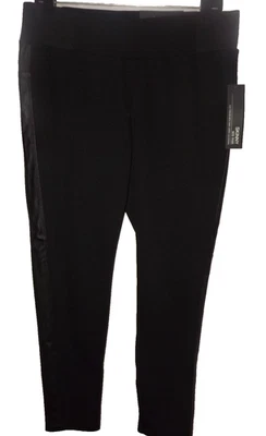 APT 9 Mujeres Leggings Ajustados Grandes Pequeños Negros Tejidos Imitación Cuero Rayas Pierna Foto 1 de 4