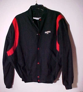 Chaqueta de bombardero negra vintage Drakkar Noir Cologne de Guy Laroche para hombre años 90 talla M - Imagen 1 de 10