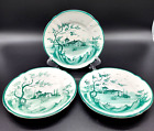 VINTAGE HAND PAINTED ITALIAN POTTERY PLATES SIGNED 6" SET OF 3