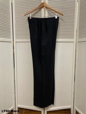 Pantalones de lino LP80 negros pequeños nuevos con etiquetas Match Point pierna recta bolsillos completos elásticos Foto 1 de 4