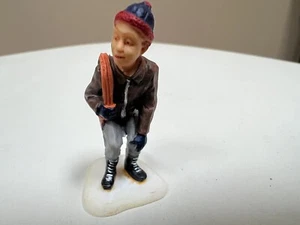 Lemax Village Skating Replacement Figure Skater Red Blue Hat Orange Scarf - Picture 1 of 6