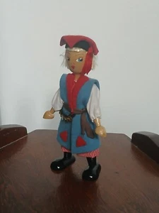 Vintage Polish Folk Art Wooden Peg Doll Hand Painted Made in Poland - Picture 1 of 10