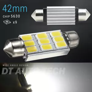 2X High Power LED Map/Dome Interior Light 5630 Chip Bulbs White 42 MM Festoon - Foto 1 di 8