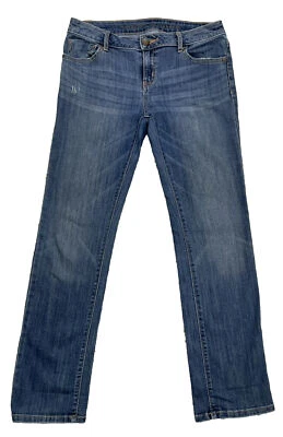 Pantalones de mezclilla Simply Vera Wang desgastados tiro bajo pierna recta azul talla 2 (30x28) Foto 1 de 4