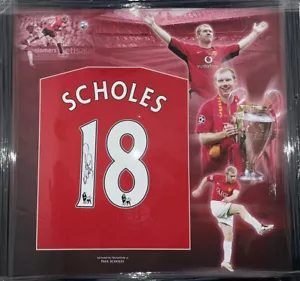 Signed Paul Scholes framed Manchester United Shirt England 2008 Home england - Picture 1 of 8