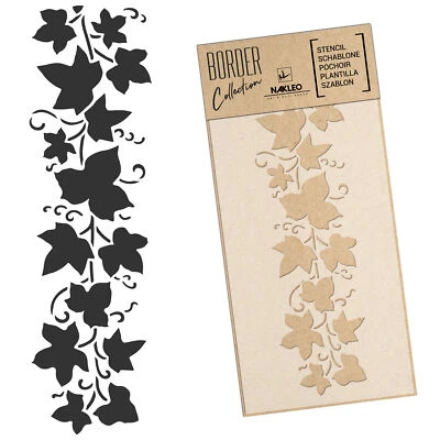 NAKLEO BORDÜRE Wiederverwendbare Kunststoff-Schablone 21x45 45x95 EFEU - KLETTERPFLANZE