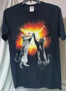 T-Shirt Kitty Cat dramatische Explosion Feuer Flammen schwarz Medium - Bild 1 von 3