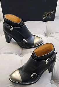 The Office Of Angela Scott Mrs. Colin Monk Strap Booties Heels Womens Shoes 38 8 - Picture 1 of 17