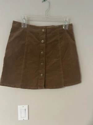 Falda Sans Souci Para Mujer M Imitación Gamuza Camel Bronceado Botón Frontal Línea A Foto 1 de 4