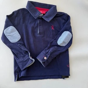 Boy kid baby polo shirt top Vicomte A blue long sleeves 4T - Picture 1 of 4