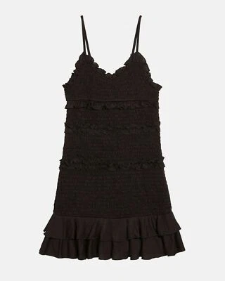 $86 Flowers By Zoe Kids Girl's Black Spaghetti-Strap Smocked Ruffle Dress Size S - Image 1 of 2