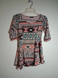 Love J Dress Tribal Print Aztec Y2K Casual Pink Girls Size Large - Picture 1 of 5