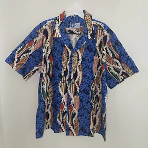 Camisa con botones RJC Ltd Hawaiana con estampado de tablas de surf para hombre talla 2XL 100 % algodón EE. UU. - Imagen 1 de 5