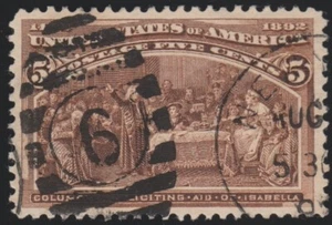 Scott 234, 5c Columbian, USED GRADE 85, 2021 PSE certificate - Picture 1 of 2