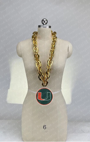 New Miami The U Hurricanes Jumbo Gold Big Fan Chain Necklace Foam MI USA Cover