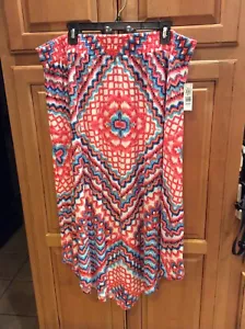 NWTGS New Directions Woman Plus Size 1X Artsy Multicolor Skirt Uneven Hemline - Picture 1 of 7