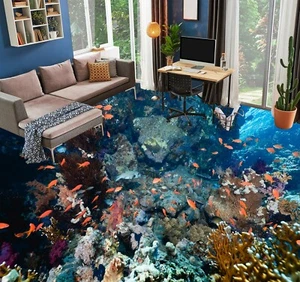 3D Ocean Fish 30RAIN03 Floor WallPaper Murals Wall Print Decal AJ Honey - Picture 1 of 5