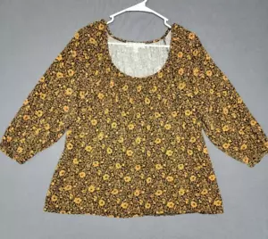 MICHAEL KORS~ Top Mujer XL Manga 3/4 Puño Elástico Pull-Over Negro Naranja - Imagen 1 de 5