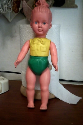 rara vecchia bambolina in celluloide cm 33,occhi fissi,senza marchio - Immagine 1 di 4