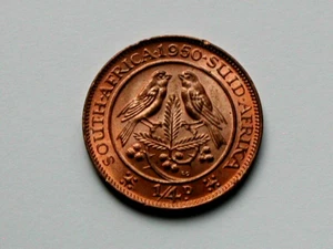 South Africa 1950 Farthing (1/4d) Coin AU+ with Toned-Lustre & George VI - Picture 1 of 2