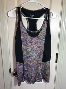 Reebok Womens Medium Racerback Black/Rainbow Athletic Tank Top - Picture 1 of 3