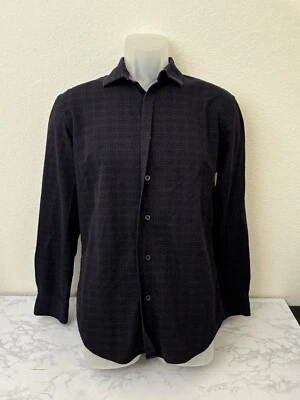 Camisa Alfani Para Hombres Platino Manga Larga Con Botones Talla S Negra Púrpura Algodón D1 Foto 1 de 4
