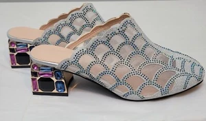 Rhinestone Women's thick heel pump mule slip on dress shoes - Picture 1 of 11
