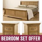 Marseille Solid Oak Bedroom Furniture Double Bed & Two Bedside Cabinets Package
