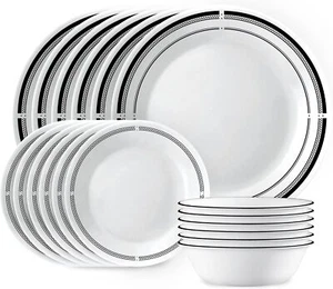 18-Piece Round Cutlery Set, Serves 6, Lightweight Round Plate and Bowl Set - Picture 1 of 6