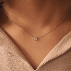 Cluster Diamond Necklace, Flower Diamond Cluster Necklace
