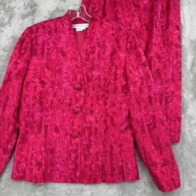 Vintage Anne Crimmins For Umi Collections Skirt Suit 6 Silk Career Midi Pink - Image 1 of 4