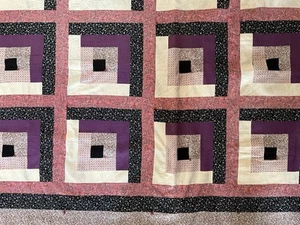 VTG Quilt Topper Handmade Twin Size 51 X 74 Patchwork geometric - Picture 1 of 7