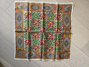 Seide Vintage Schal, Einstecktuch, kräftig buntes lebendiges Paisley; 17" Quadrat - Bild 1 von 3