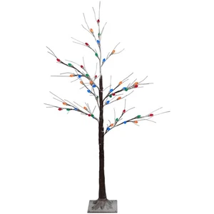 Northlight 4' LED Lighted Frosted Brown Christmas Twig Tree - Multi-Color lights - Picture 1 of 7