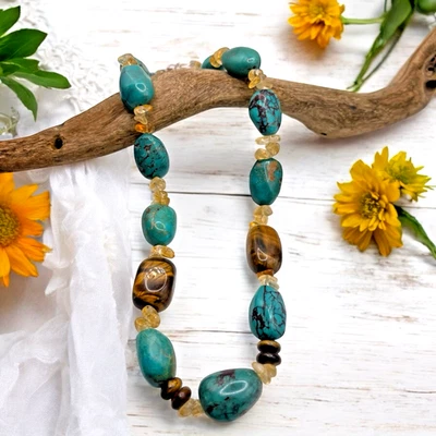 NEW Jay King DTR 925 Sterling Turquoise, Tiger's Eye & Amber Beaded Necklace - Image 1 of 4