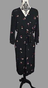 Warehouse Black Wrap Flower Dress Size 12 - Picture 1 of 7