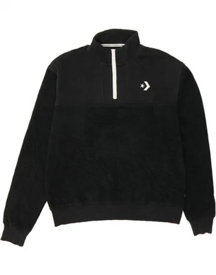 Pull polaire homme col zippé CONVERSE coton noir moyen CB01 - Photo 1/3