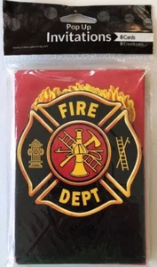 Firefighter Truck Engine Fire Watch Kids Birthday Party Invitations Pkg/8 - Picture 1 of 12