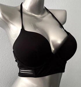 Victoria's Secret Swim Bikini Top Long Line Strappy Sides Bombshell +2 Cup Black - Picture 1 of 4