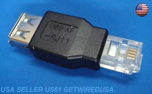 USB BUCHSE auf RJ11 RJ12 TELEFON ADAPTER HEADSET KONVERTERBUCHSE. GETWIREDUSA. US61 - Bild 1 von 11