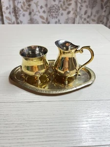Vintage Solid Brass Cream & Sugar  Set Rosenthal & Netter #11-65 No Lid - Picture 1 of 8