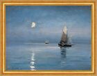 Fishing Cutters in the Moonlit Night Carl Hole Fish Cutter B A3 00986 Framed