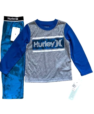 Conjuntos de 2 piezas de pijama, pantalones de franela o manga larga HURLEY para niños; tallas 4-12 *NUEVO CON ETIQUETAS* Foto 1 de 3