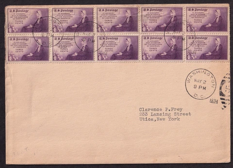 1934 Mothers of America Sc 738 flat plate block of 10 no cachet Cover