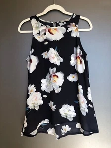 Dalia Women's Top Multicolor Floral Sleeveless Keyhole On Back Size M - Picture 1 of 11