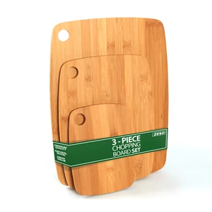 3 PIECE BAMBOO CHOPPING BOARD SET VEGETABLE CHEESE CUTTING SERVING WOODEN BOARDS - Picture 1 of 6