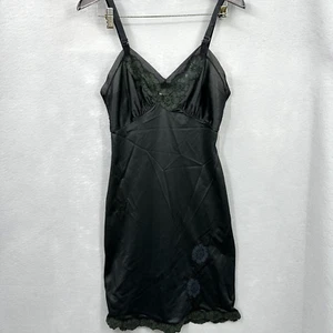 Vintage Vanity Fair 60s Sissy 36 S Nylon Slip Nightgown Lace Bodice Black READ - Picture 1 of 14