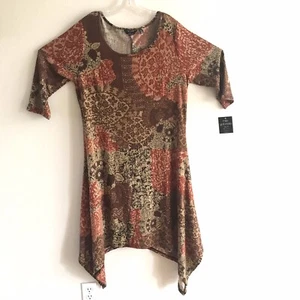 NWT Mlle Gabrielle Women's Dress 1X XL Relax Stretch 3/4 Sleeve Floral Print - Picture 1 of 8