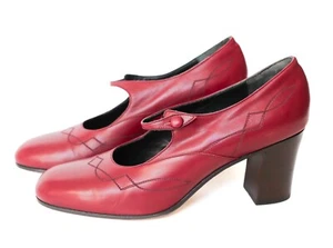 Henry Beguelin Mary-Jane Shoes - Block Heel - Red - US 7 - Fit  UK 4 / 37  - Picture 1 of 8